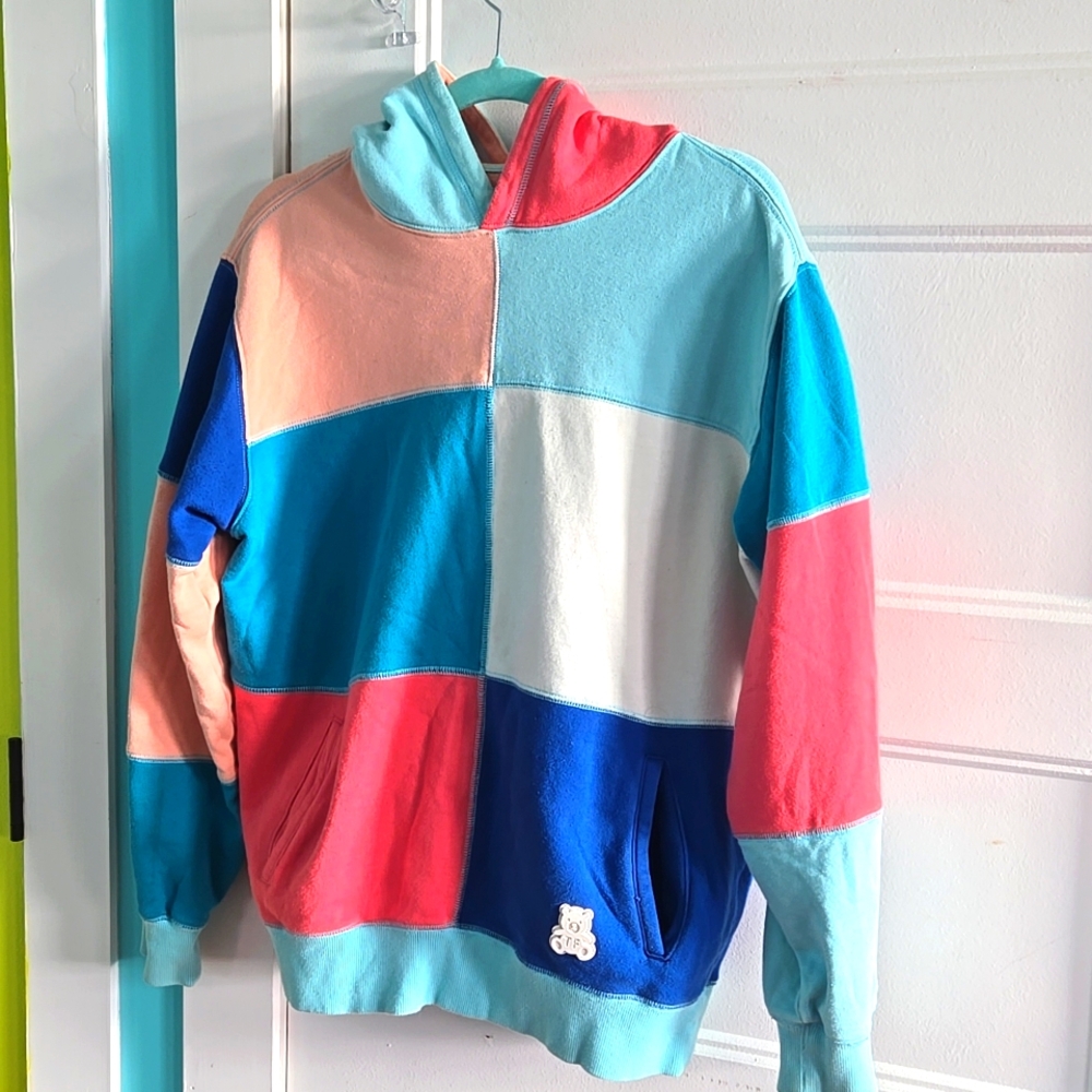 Teddy Fresh colorblock hoodie sz large Streetwear Vibrant Colors GUC